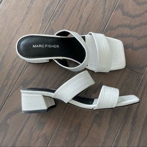 Marc Fisher White Leather Slide Sandals
